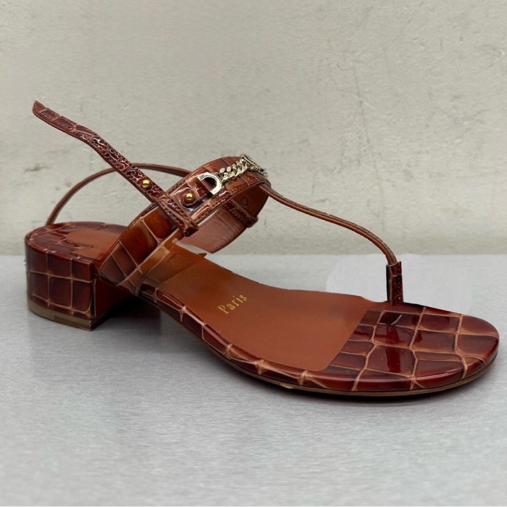 Christian Louboutin MJ Thong 25mm Croc-Embossed Leather Sandals